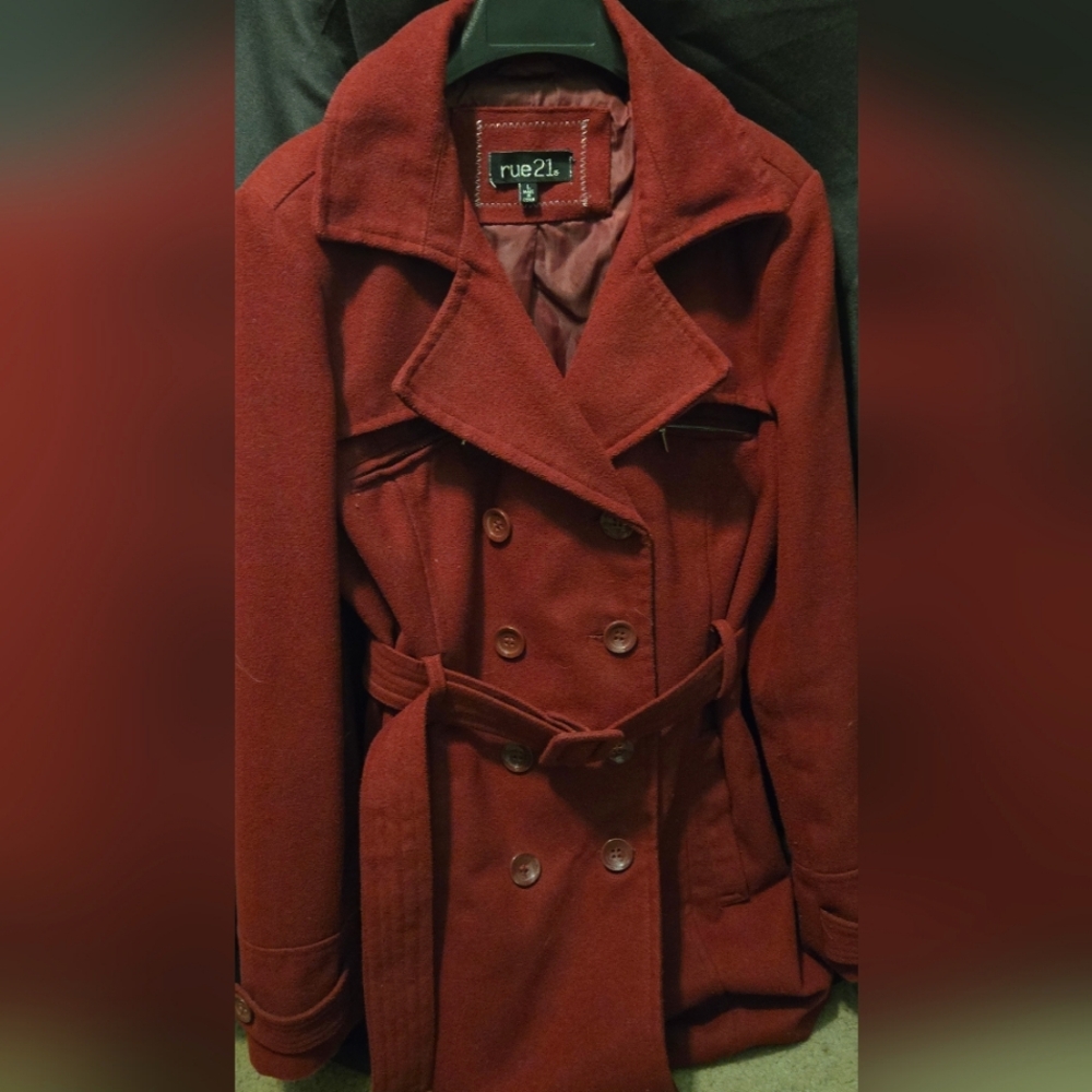 Juniors Large Burgandy wool blend coat from Rue 21